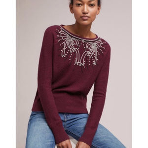 Anthropologie Field Flower Beaded Sweater